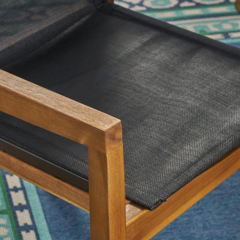 Copperfield Outdoor Acacia Wood 7 Piece Dining Set with Mesh Seats by Christopher Knight Home