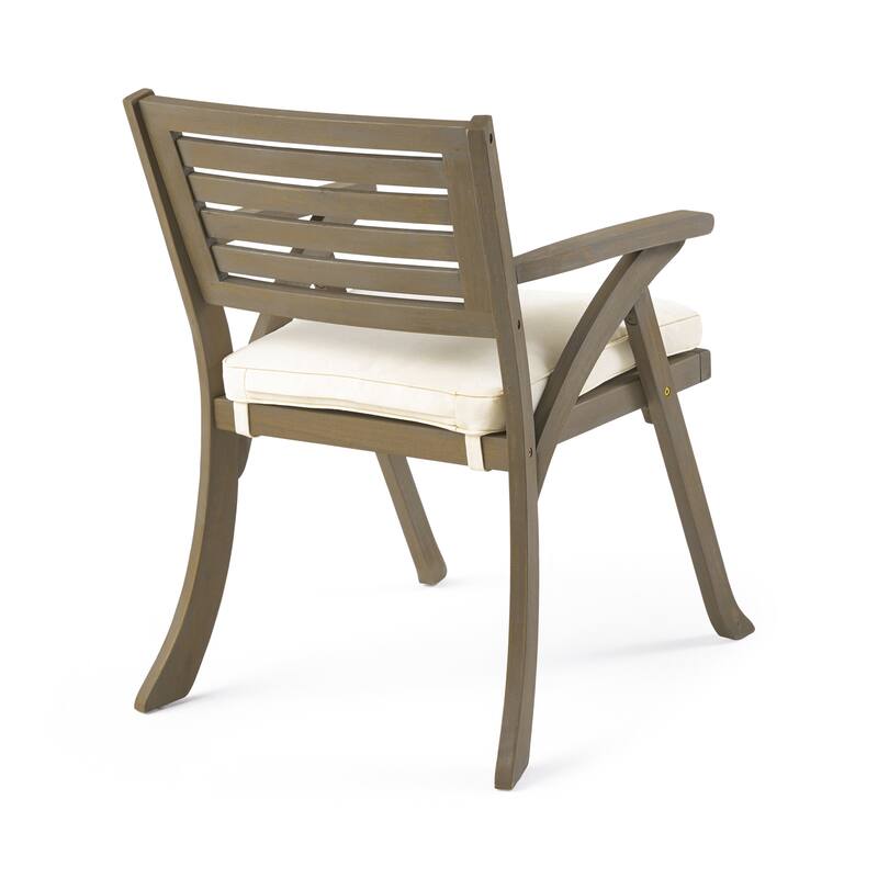 Outdoor Acacia Wood Dining Chair, Acacia Wood Arm Chairs with Water-Resistant Cushions for Patio, Garden, Backyard