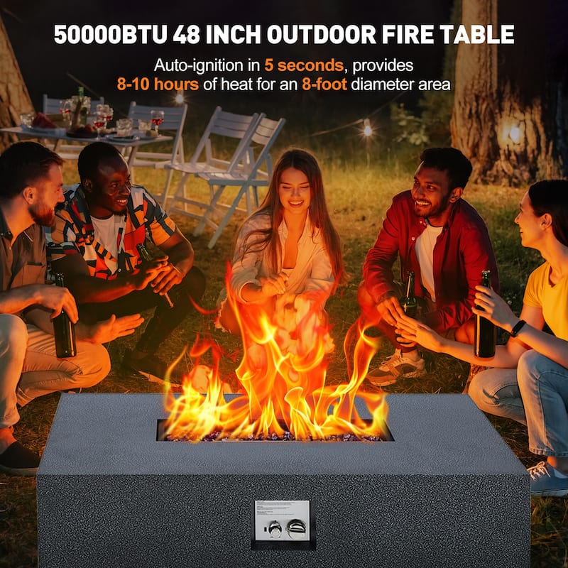 Outdoor 36/48''Propane Gas Fire Pit Table with 16in Tank Cover