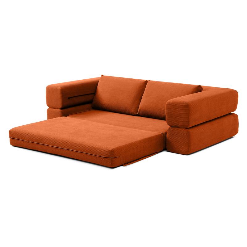 Multi-Functional Folding Sofa Bed Convertible Floor Sofa Couch Lounge Sofa Orange Sleeper Sofa Couch with Pillows