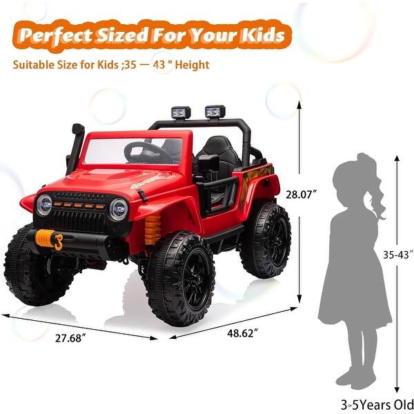 dimension image slide 2 of 4, 24V Kids 2 Seater Ride On Truck Car Electric Vehicles Remote Control