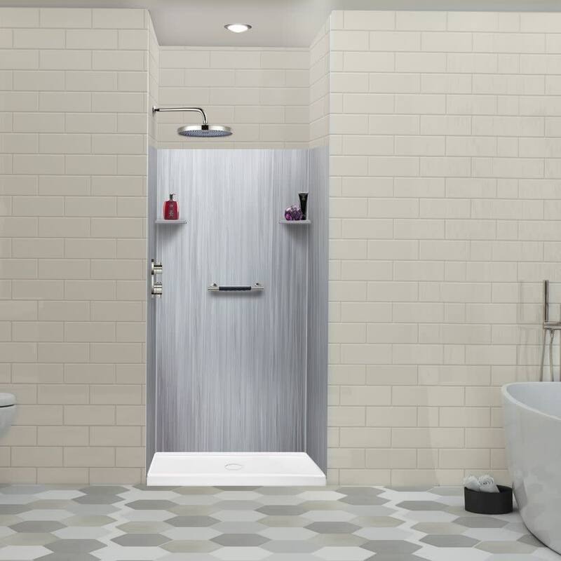 Transolid LWK363672 Lusso 72" H x 36" W x 36" D Three Wall Alcove - Glacier Grey