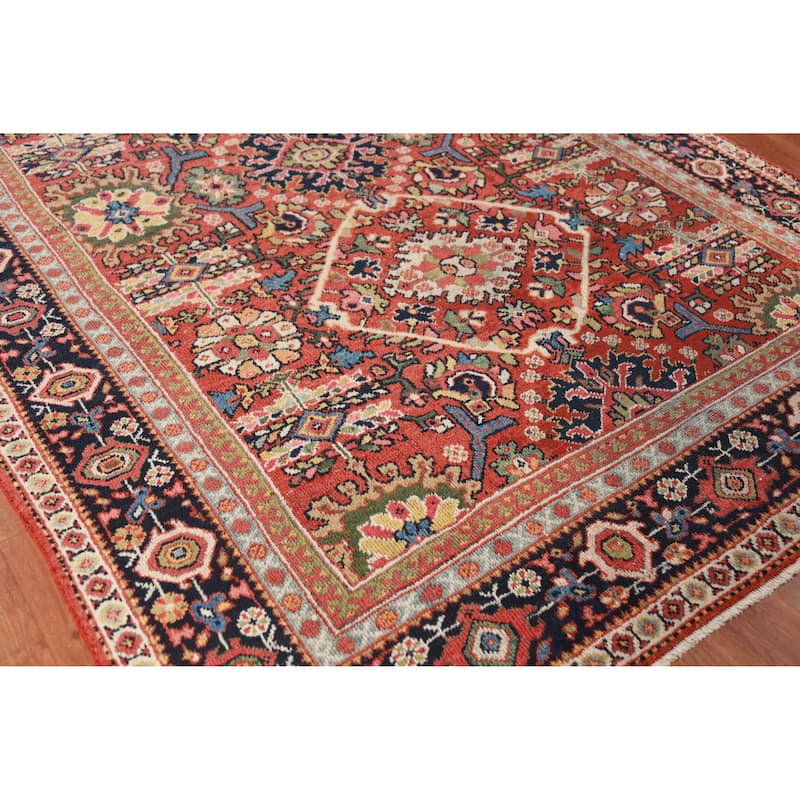 Hand Knotted Oriental 100% Wool Carpet Traditional Floral Oranges & Rust Mahal Area Rug - 10' 6'' X 7' 0''