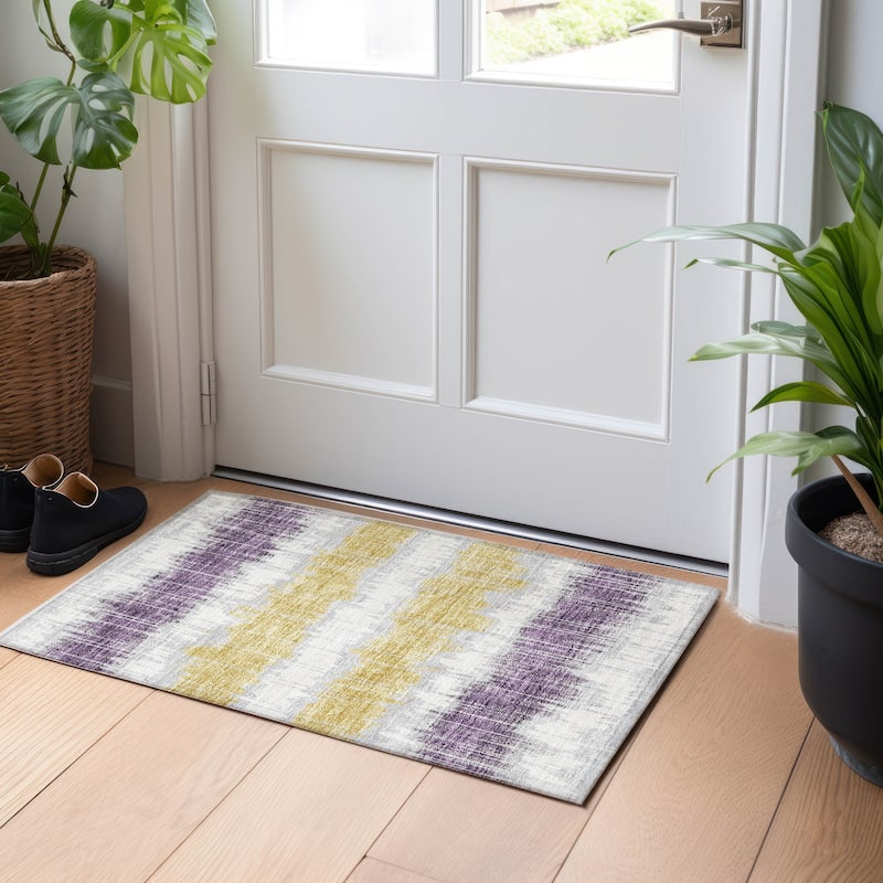 Premium Washable Super Soft Modern Stripe Mayfield Rug - Silver - 1' 8" x 2' 6" - Rectangle