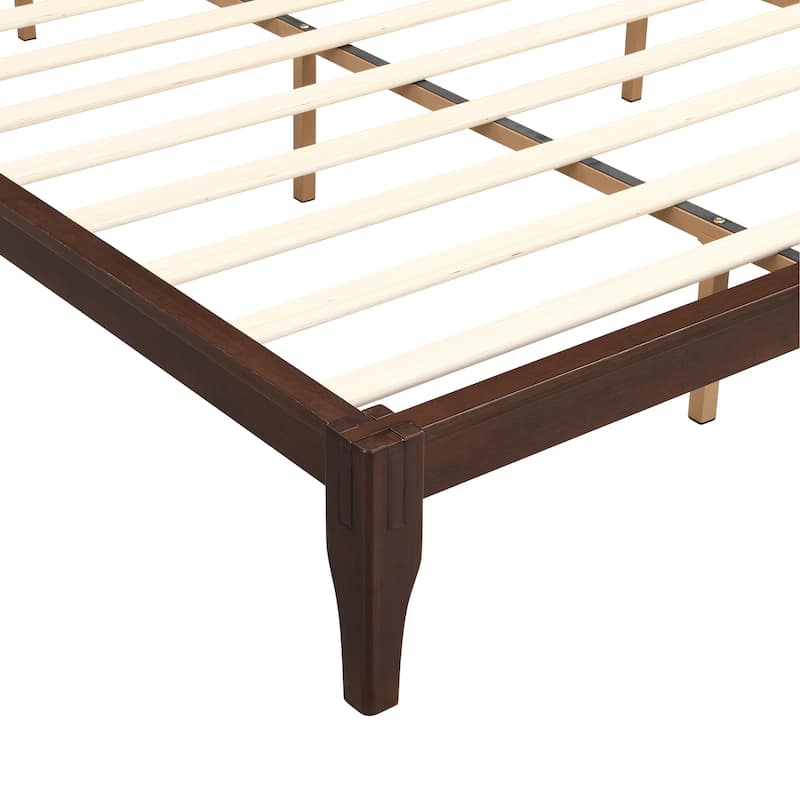 Full/Queen/King Bamboo Platform Bed, Mid-Century Modern Bed Frame with Tall Headboard, Wood Slat Support, No Box Spring Needed