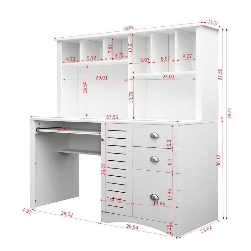 60“ L Shaped Desk with Hutch and Storage Computer Desk Office Desk