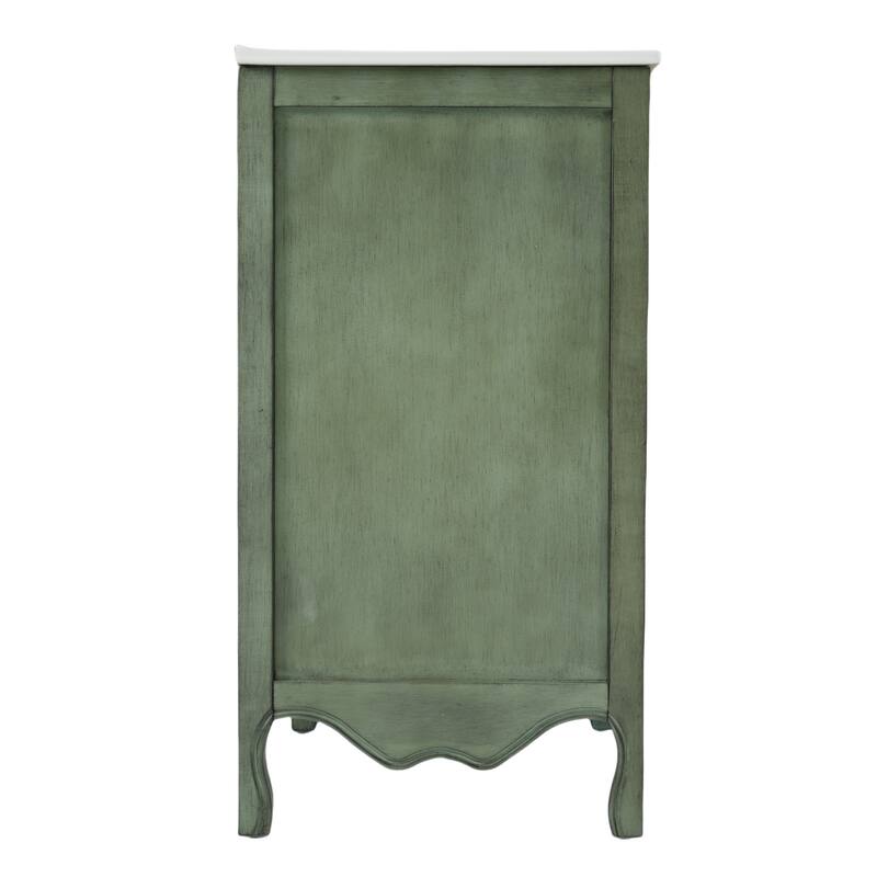 Christopher Knight Home - 30" Antique Pattern Bathroom Vanity with Ceramic Sink & Flip-Out Drawer