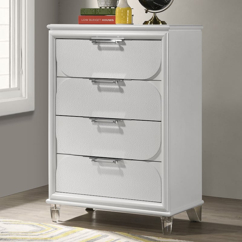 Furniture of America Drima Modern Pearl White Solid Wood 4-Drawer Kids Chest - Pearl White