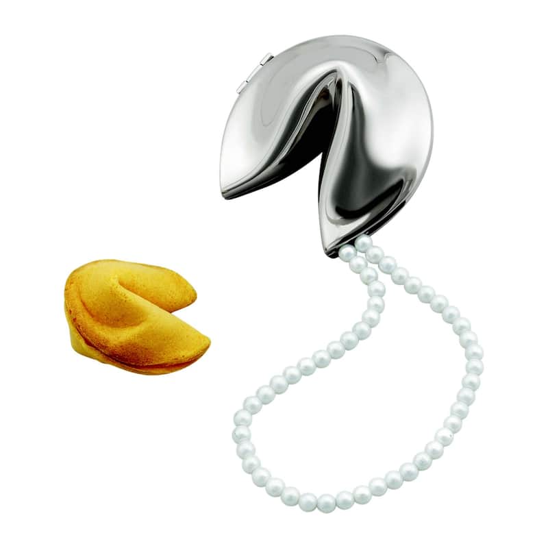 2.75" Silver Tone Nickel-Plated Fortune Cookie Shaped Box