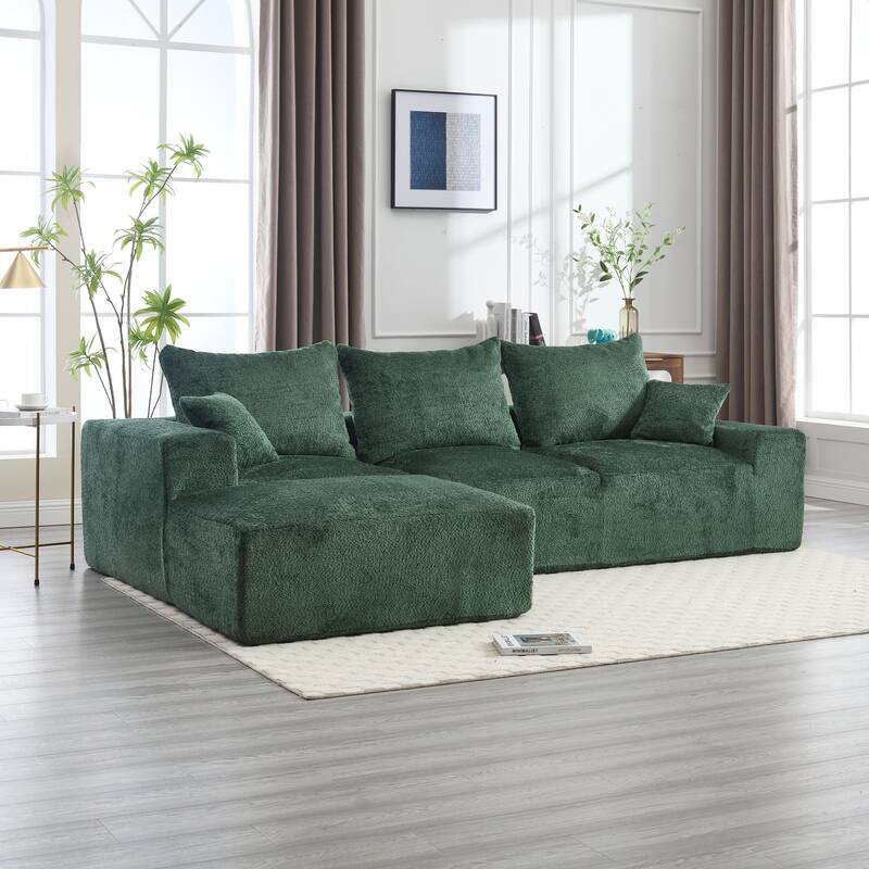 Floor Standing Chaise Lounge Couch L-shape Sectional Sofa with Ottoman
