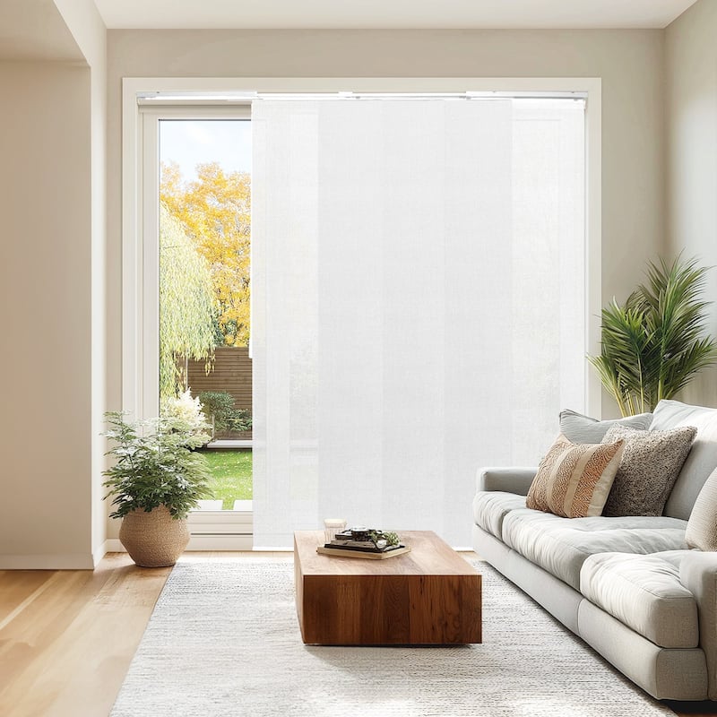 CHICOLOGY Adjustable Sliding Panels, 4-Rail Track, Light Filtering - Up to 86"W X 96"H - Skyrise White