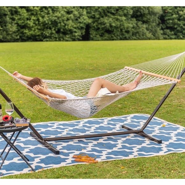 13FT Double Rope Hammocks, Traditional Hand Woven Cotton Hammock Bed