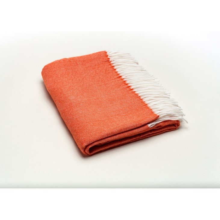 Dark Orange Soft Acrylic Herringbone Throw Blanket - On Sale - Bed Bath ...