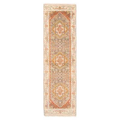 ECARPETGALLERY Hand-knotted Serapi Heritage Grey Wool Rug - 2'4 x 8'2