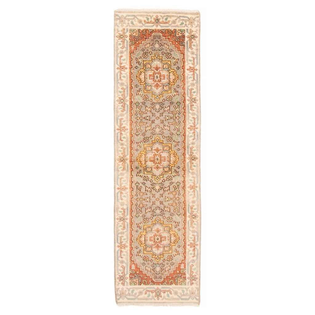 ECARPETGALLERY Hand-knotted Serapi Heritage Grey Wool Rug - 2'4 x 8'2