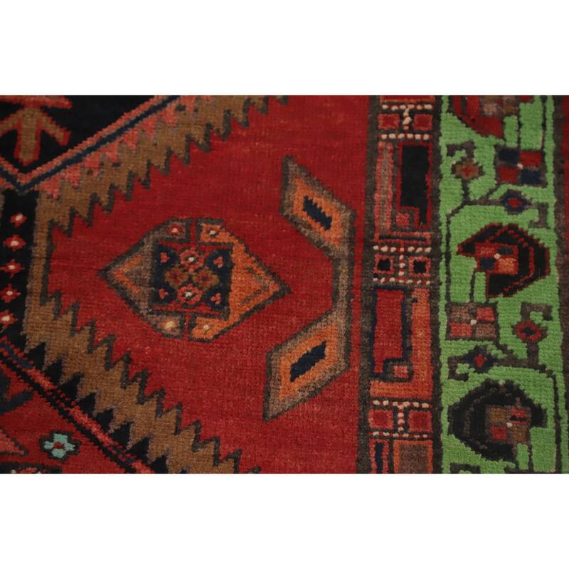 Hand Knotted Oriental 100% Wool Carpet Traditional Geometric Oranges & Rust Ardebil Runner Rug - 10' 7'' X 3' 3''