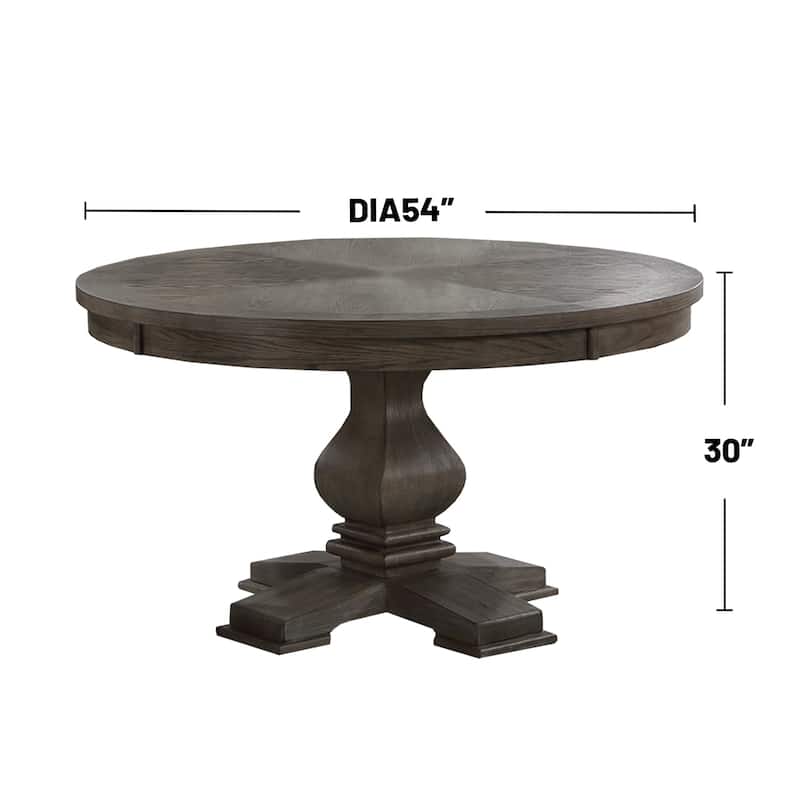 Round Wooden Dining Table with Pedestal Base in Oak