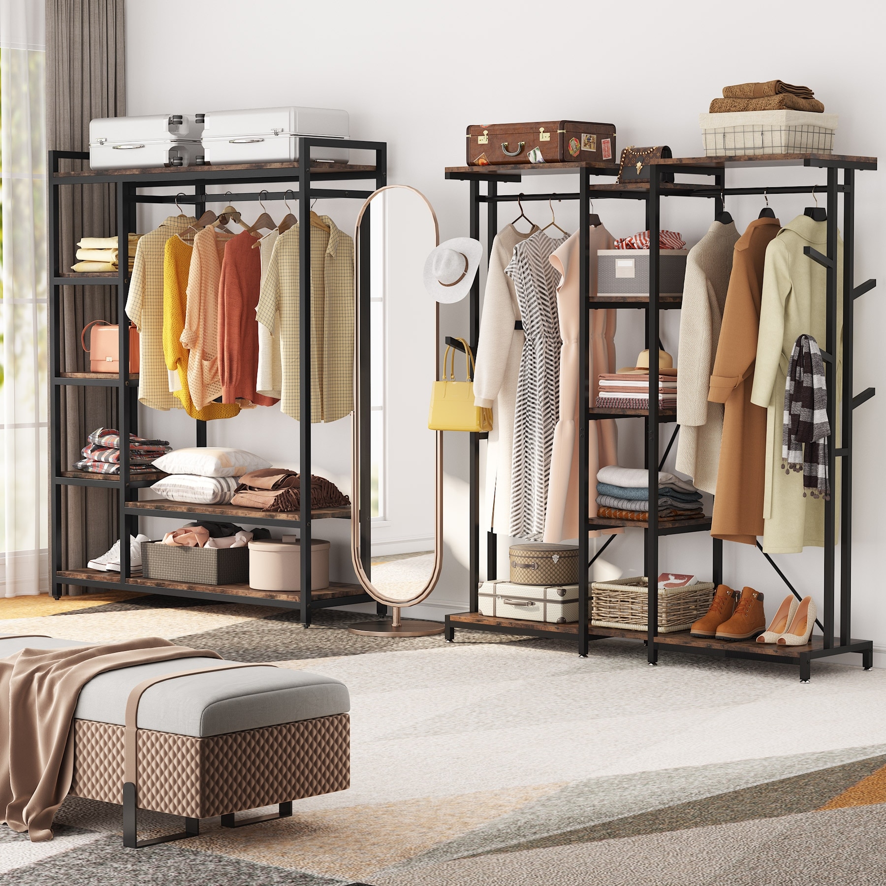 https://ak1.ostkcdn.com/images/products/is/images/direct/1ba07a49456d069ca378327160d3b0e0b3cf86db/Extra-Large-Closet-Organizer-with-Hooks-Clothes-Rack-with-Shelves-and-hanging-Rod.jpg