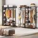 Large Freestanding Clothes Closet Rack with Hanging Rod and Storges Shelevs