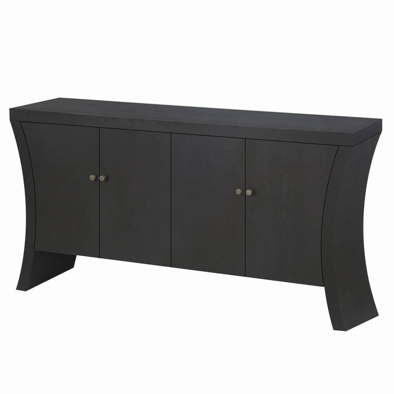 Retro 4-Door Wooden Credenza Cabinets with Solid Legs for Versatile Storage