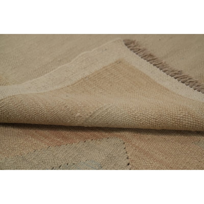 Hand Woven Oriental 100% Wool Carpet Southwestern Medallion Beige & Ivories Kilim Area Rug - 6' 7'' X 4' 11''