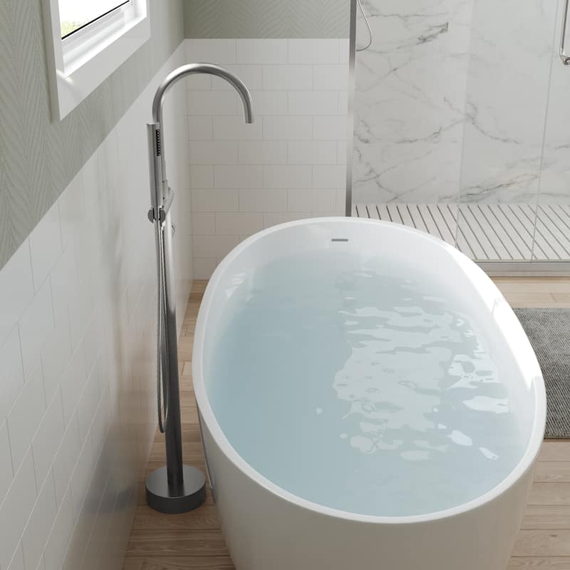 GRANDJOY 1-Handle Freestanding Tub Faucet with Integrated Hand Shower