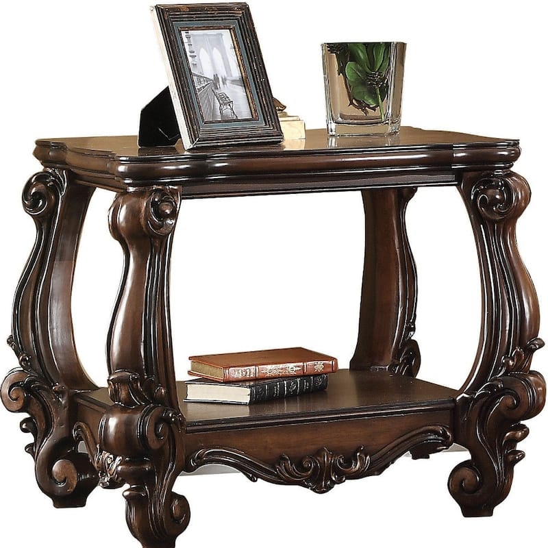 HomeRoots 26" Cherry Oak Manufactured Wood Square End Table With Shelf - 30