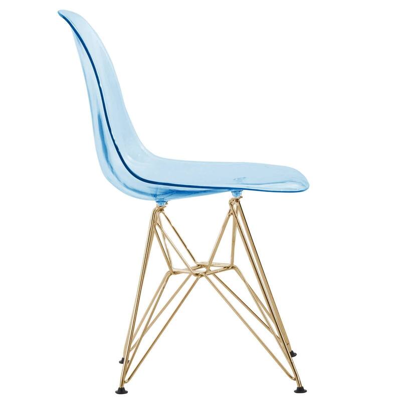 5-Piece Dining Set with 35" Round MDF Table and 4 ABS Plastic Side Chair with Gold Metal Legs