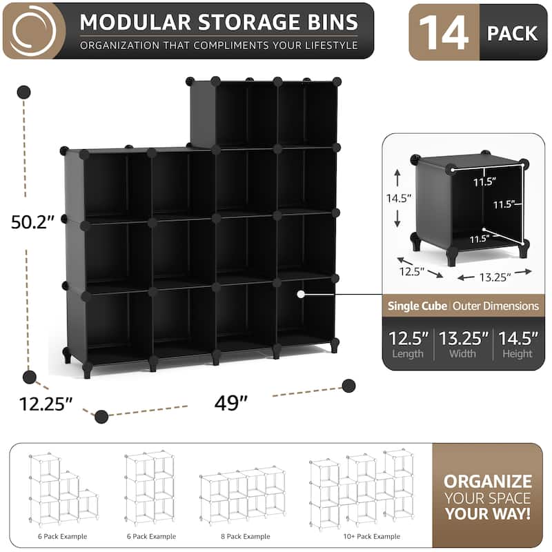 Sorbus Cube Storage Organizer – Waterproof Cubby Shelf for Closet, Toys, Books, Shoes, Décor – Space-Saving Bookshelf