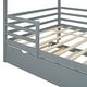 preview thumbnail 29 of 42, Full Size Solid Wood House Bed with Trundle, Fence, and Writing Board for Kids