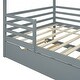 preview thumbnail 42 of 41, Full Size Wood House Bed with Roof & Fence, Multifunction Daybed Frame w/ Writing Board & Trundle for Kids Teens Girls/Boys