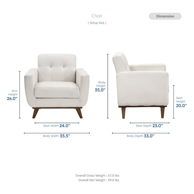 Fremont & Park Everett 35.5" Textured Fabric Accent Chair - Tufted Chair Back