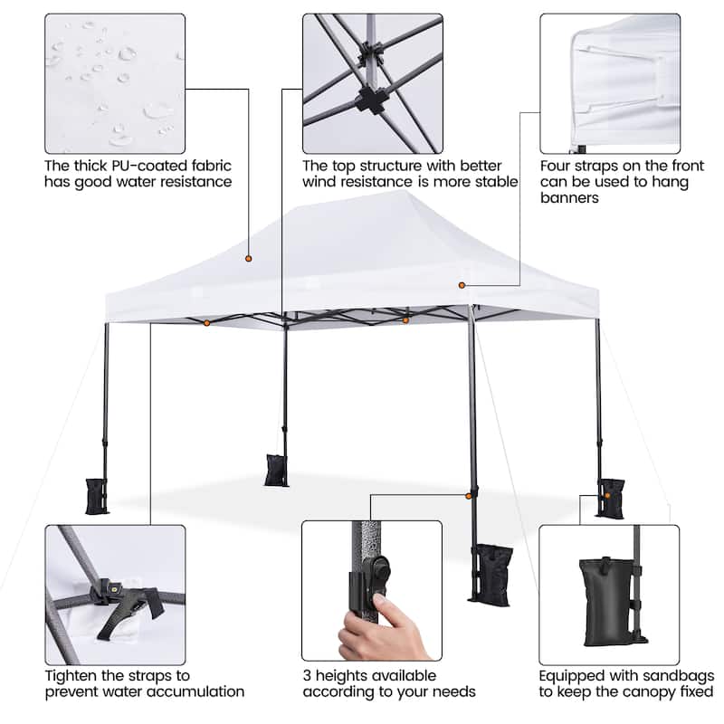 Yaheetech 10x15ft Pop Up Canopy Tent with Metal Frame for Outdoor