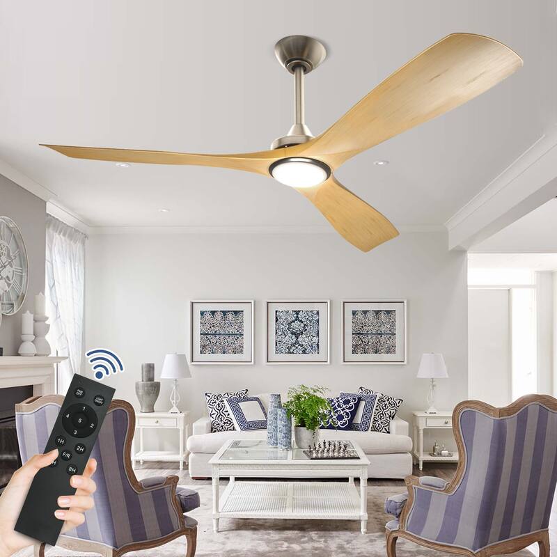 Remote Ceiling Fan with Lights Flush Mount - Wood - 52"