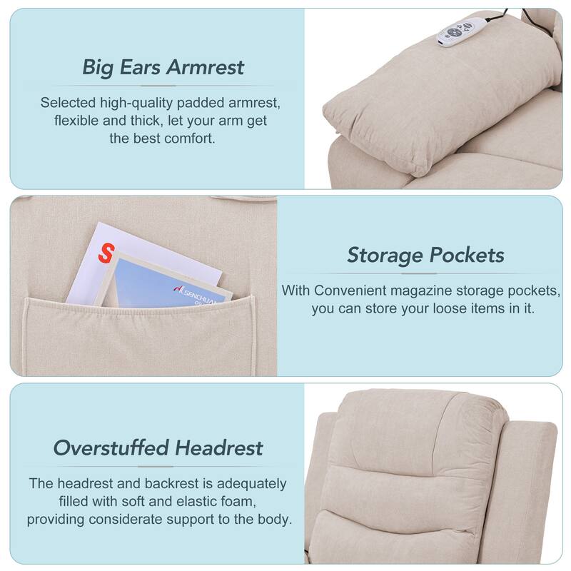 Massage Recliner Chair Power Lift Chair for Elderly with Adjustable Massage and Heating Function