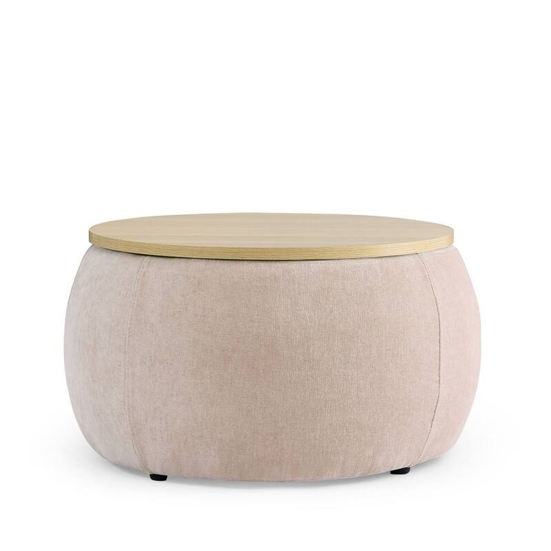 Round Storage Ottoman for End Table