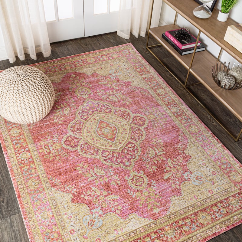 JONATHAN Y Lila Floral Medallion Area Rug