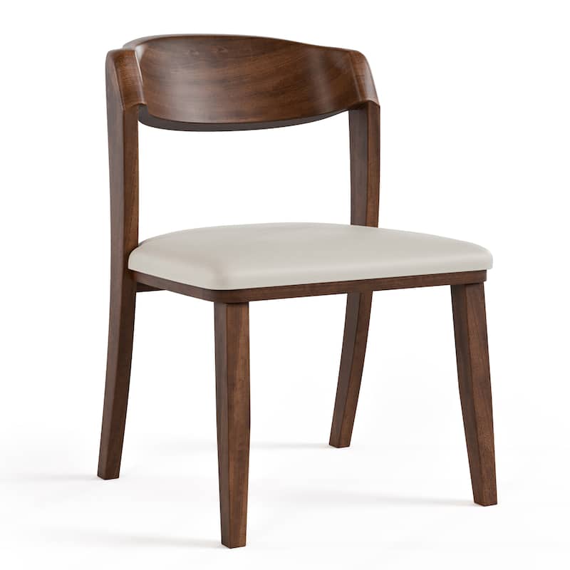 Furniture of America Abigail VI Mid-Century Modern 7-Piece Walnut Solid Wood Dining Set with Padded Chairs