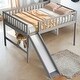 preview thumbnail 1 of 28, Elegant & Contemporary Design Full Size Low Loft Bed with Vertical Ladder and Smooth Slide, Space-saving, Long-time Use, Gray Grey