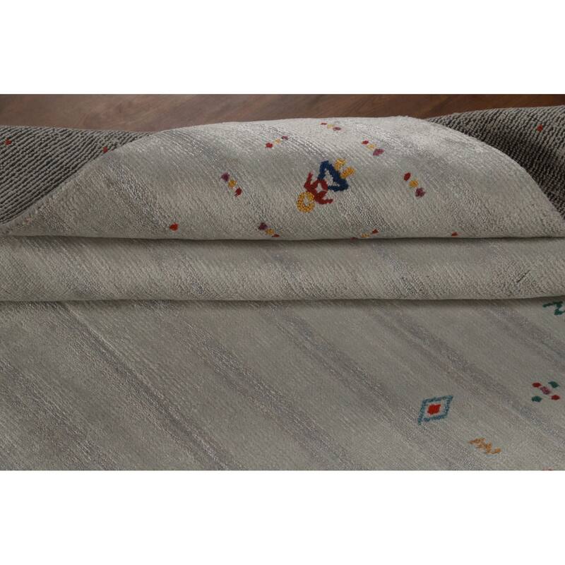 Hand Knotted Oriental 100% Wool Carpet Tribal Tribal Green Gabbeh Area Rug - 8' 1'' X 4' 10''