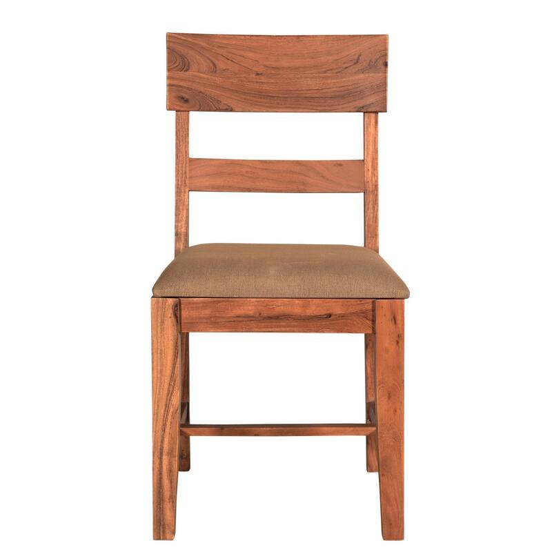 HomeRoots Set of Two Brown Upholstered Fabric Slat Back Dining Side Chairs - 18' X '36' X '18