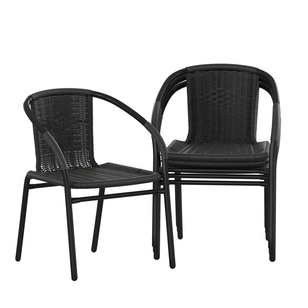 Indoor/Outdoor Stacking Rattan Restaurant Patio Chairs (Set of 4)