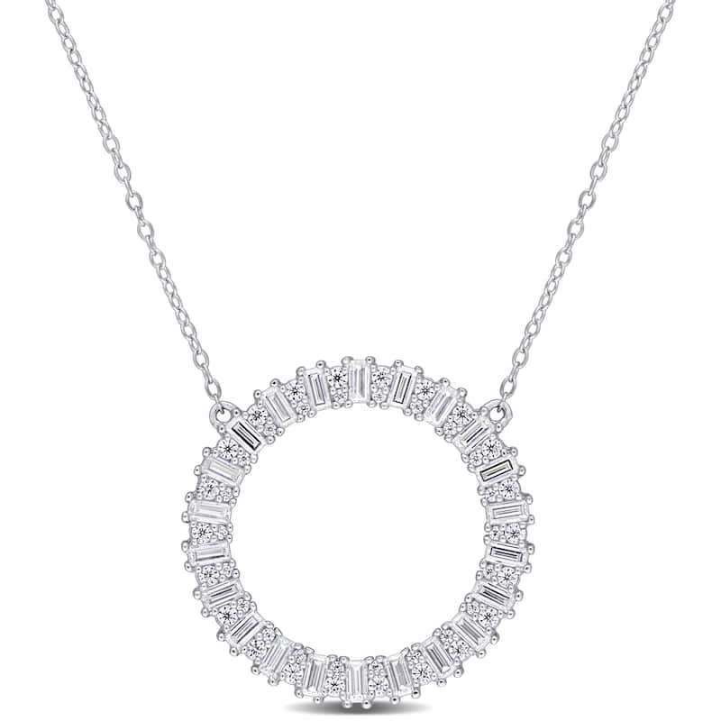 Miadora 1 5/8ct DEW Created Moissanite Circle Necklace Sterling Silver