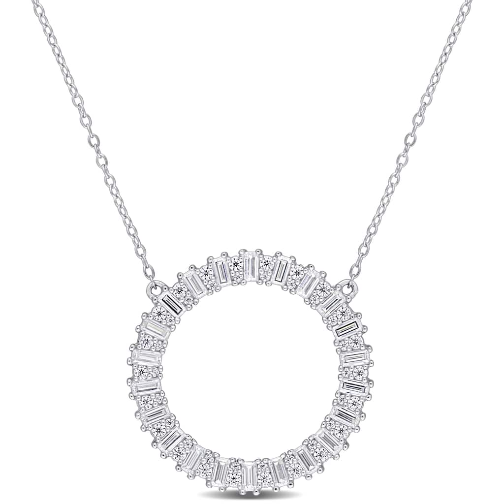 Miadora 1 5/8ct DEW Created Moissanite Circle Necklace Sterling Silver