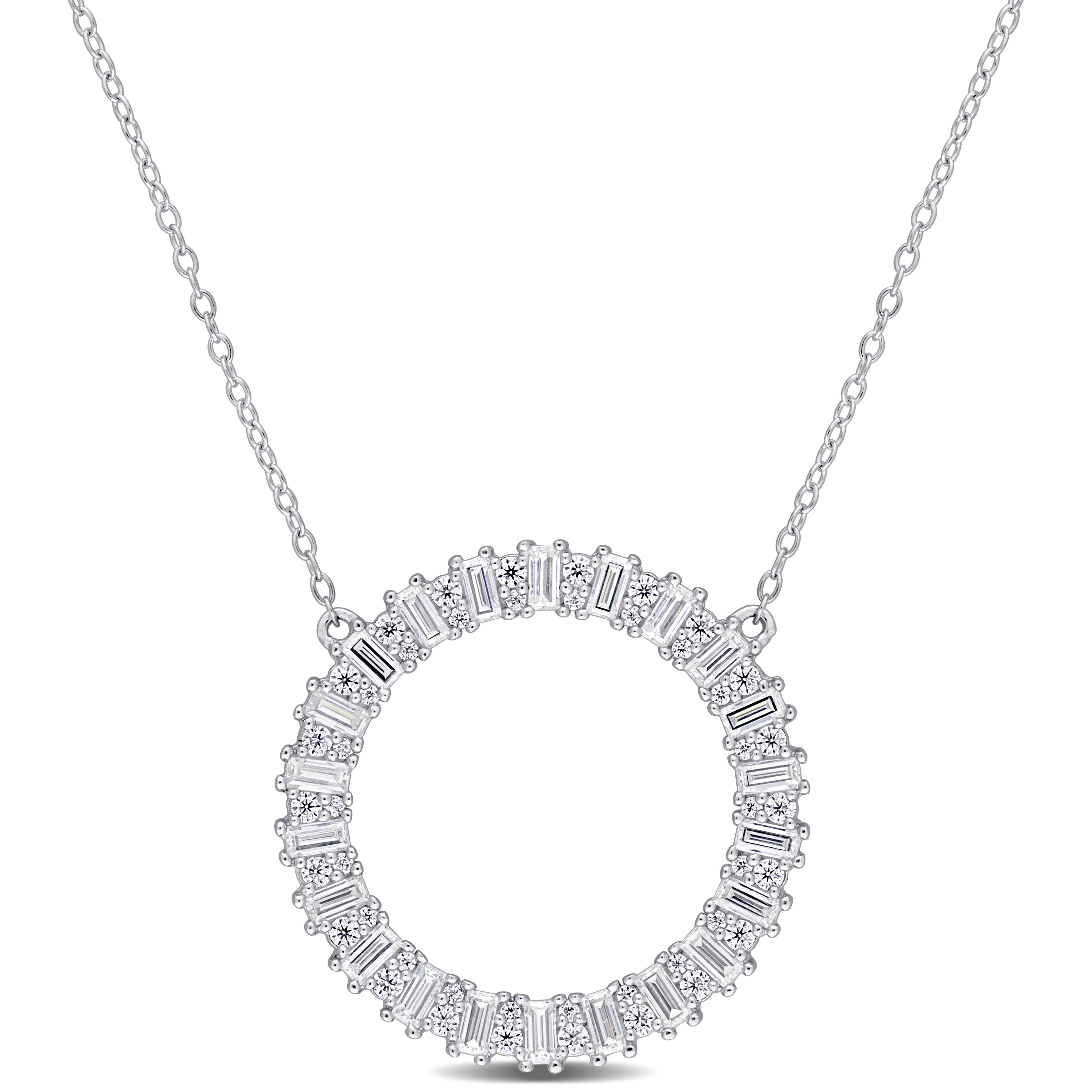 Miadora 1 5/8ct DEW Created Moissanite Circle Necklace Sterling Silver