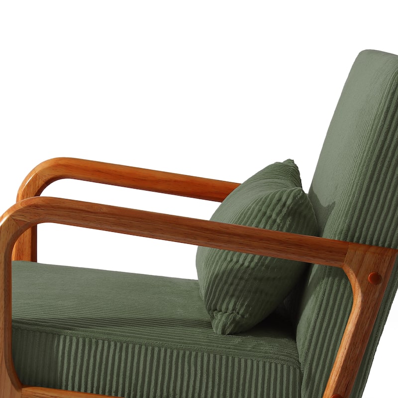 Modern Corduroy Upholstered Accent Chair with Wood Legs Set of 2