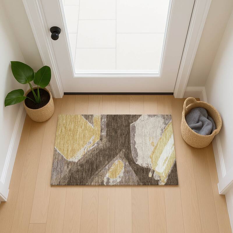 Machine Washable Indoor/ Outdoor Modern Cheney Chantille Rug