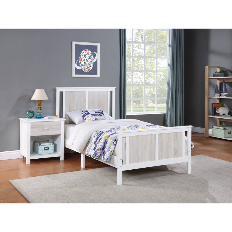 Olive & Opie Connelly Reversible Panel Twin Bed - White/Rockport Gray
