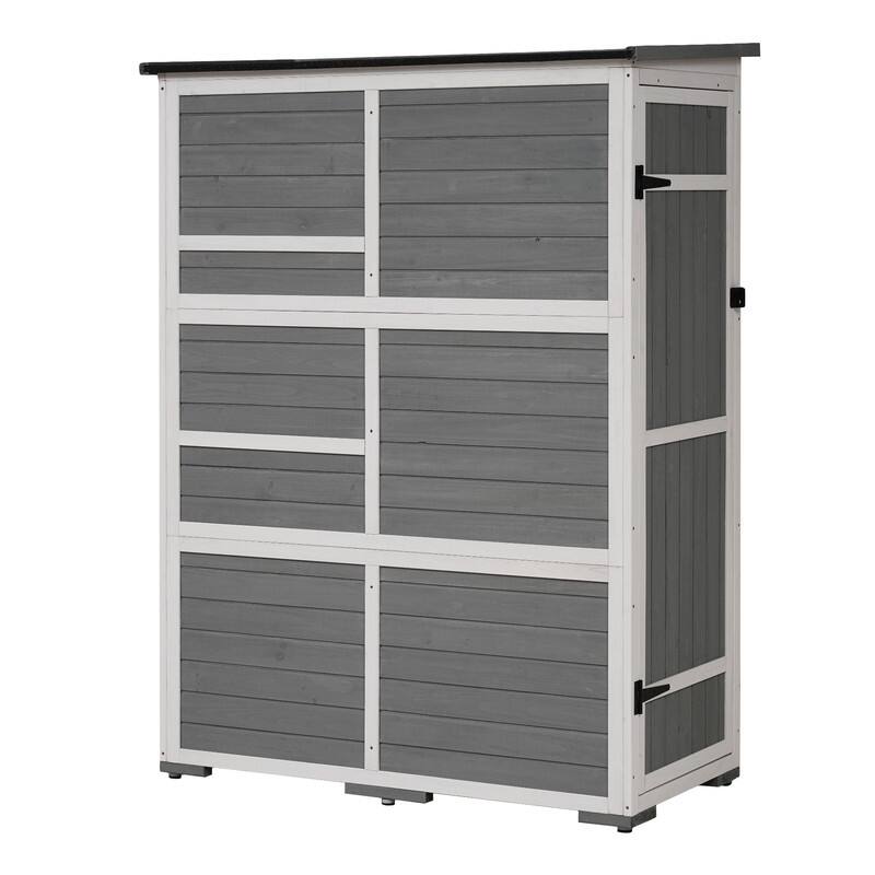 5.5ft x4.1ftWood Storage Shed with Waterproof Asphalt Roof and Four Lockable Doors