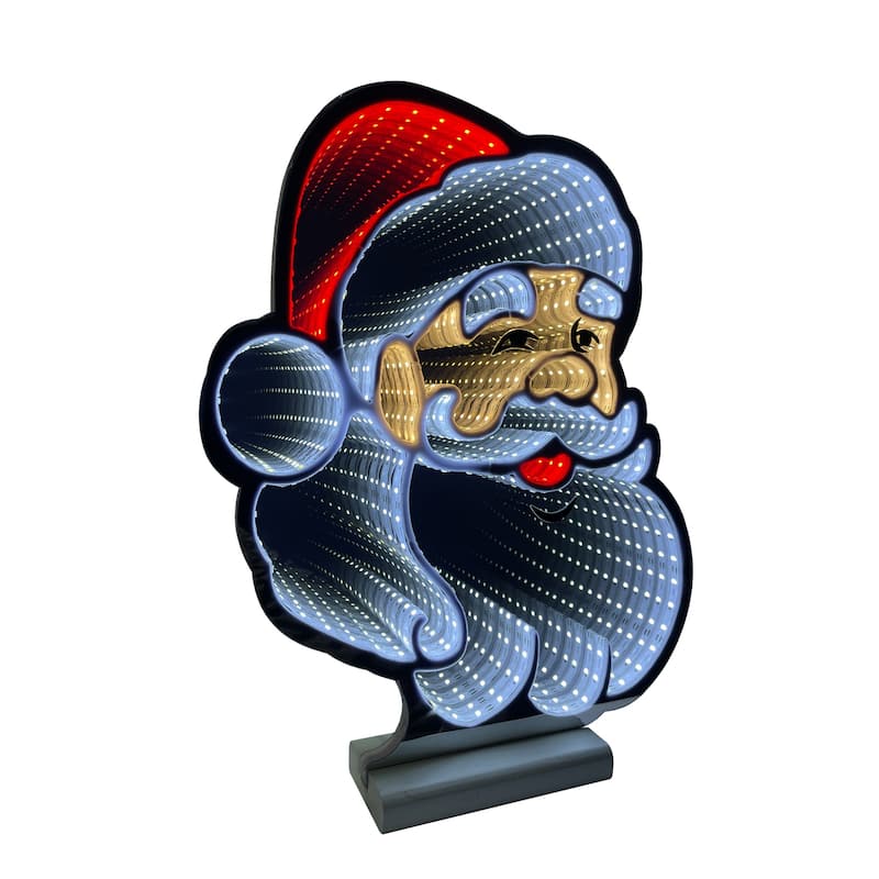 LED Lighted 3D Santa Claus Christmas Infinity Mirror - 24"